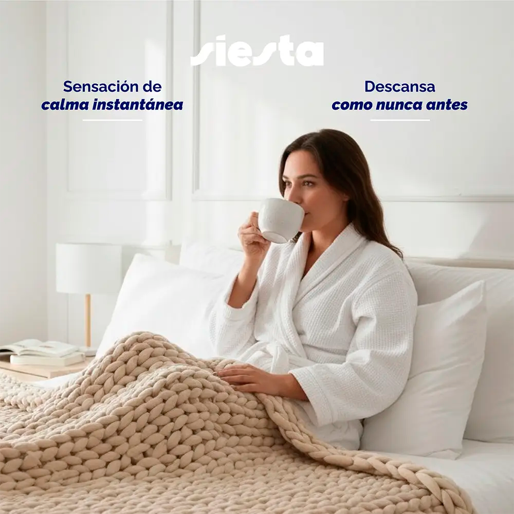 Manta ponderada beige tejido transpirable de punto